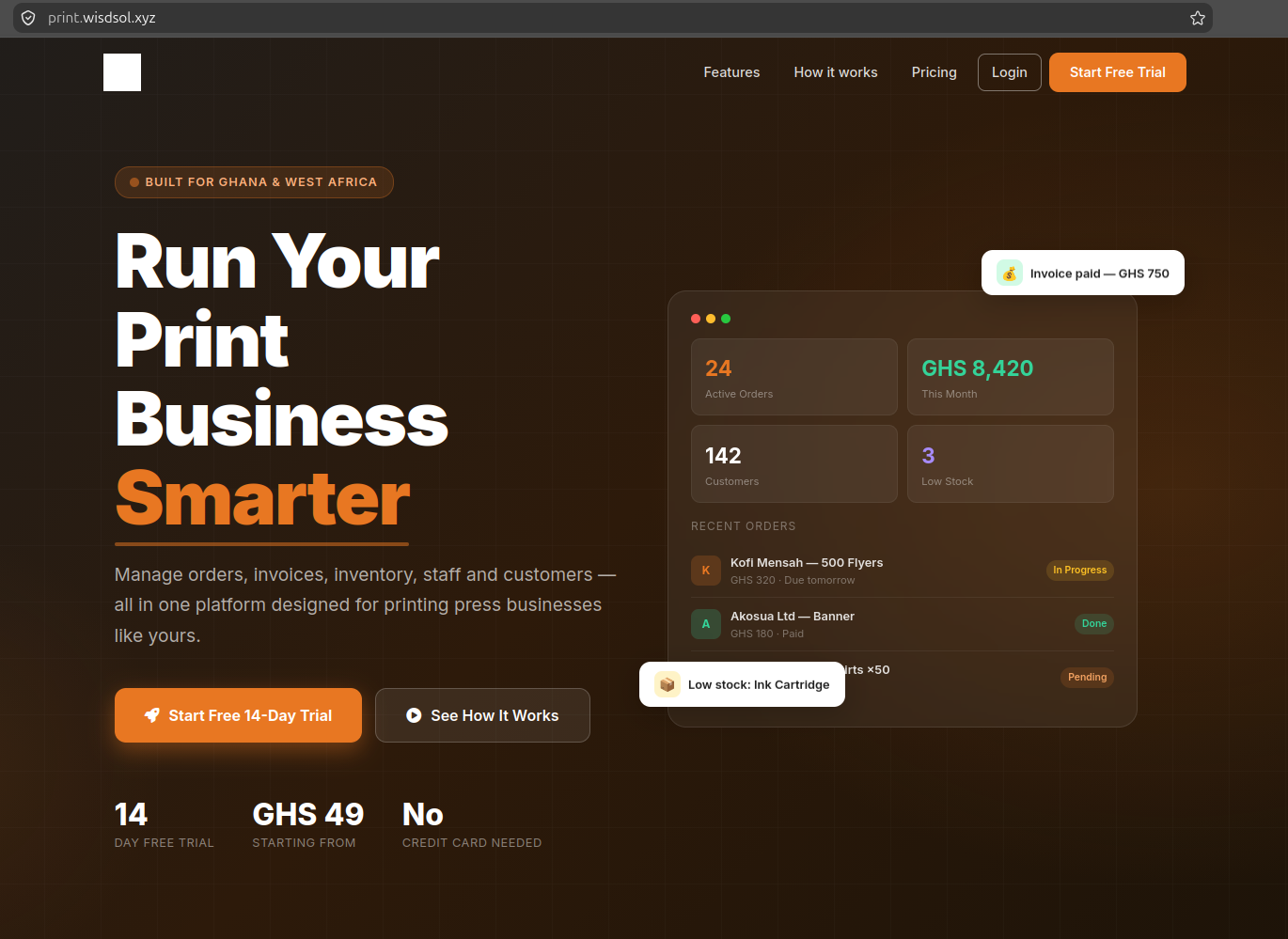 Screenshot of PrintPress Manager
